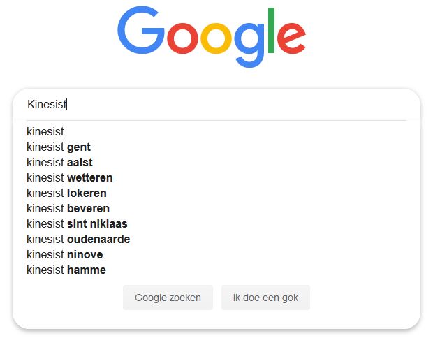 Vind een kinesist in Google